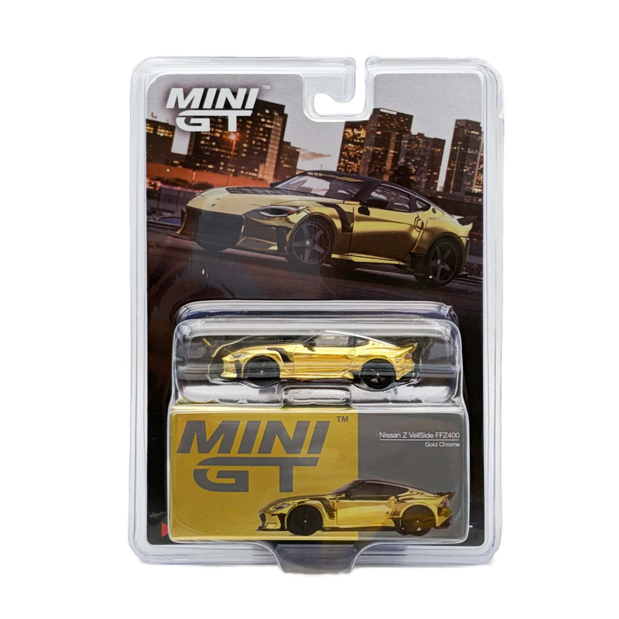 Mini GT Card Version MGT00985 Nissan Z VeilSide FZ400 Gold Chrome