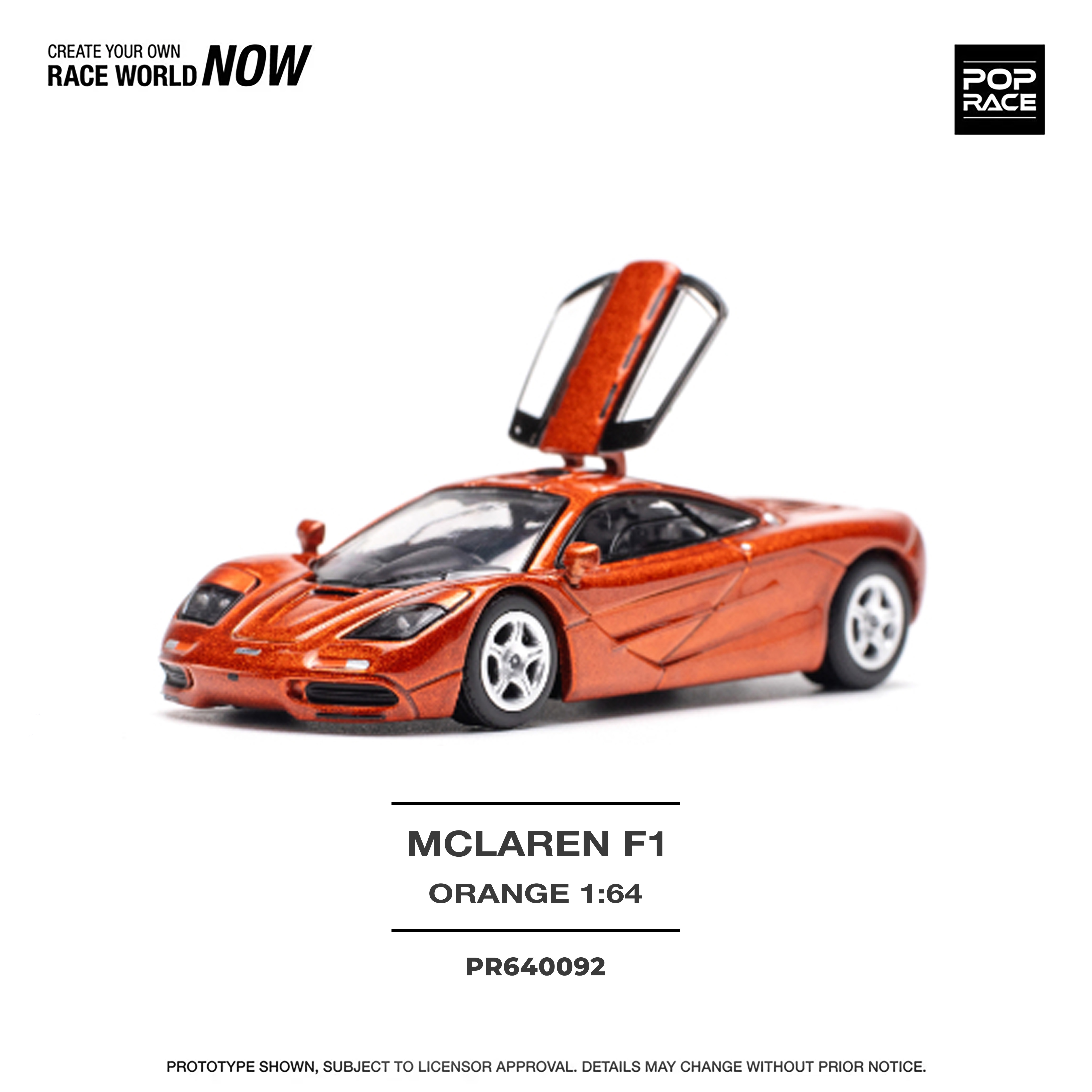 PopRace Diecast #PR640092 McLAREN F1 ORANGE
