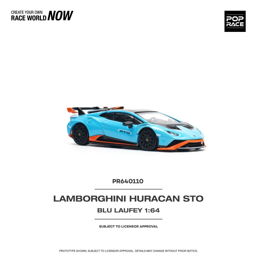 PopRace Diecast #PR640110 LAMBORGHINI HURACÁN STO BLU LAUFEY/ARANCIO XANTO