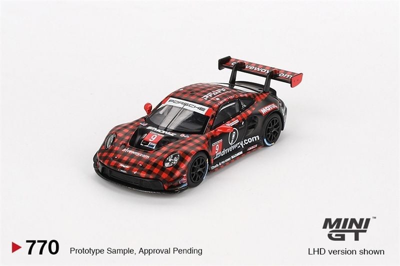 Mini GT Box Version MGT00770 Porsche 911 GT3 R #9 GTD PRO Pfaff Motorsports IMSA 2023 Sebring 12 Hrs. Winner