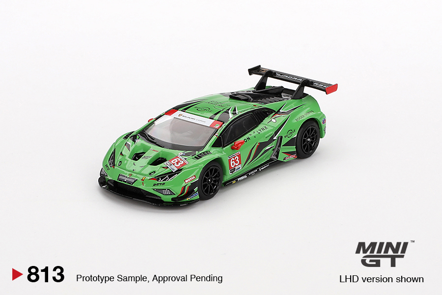 Mini GT Box Version MGT00813 Lamborghini Huracán GT3 EVO2 #63 Iron Lynx IMSA 2023 Daytona 24 Hrs.