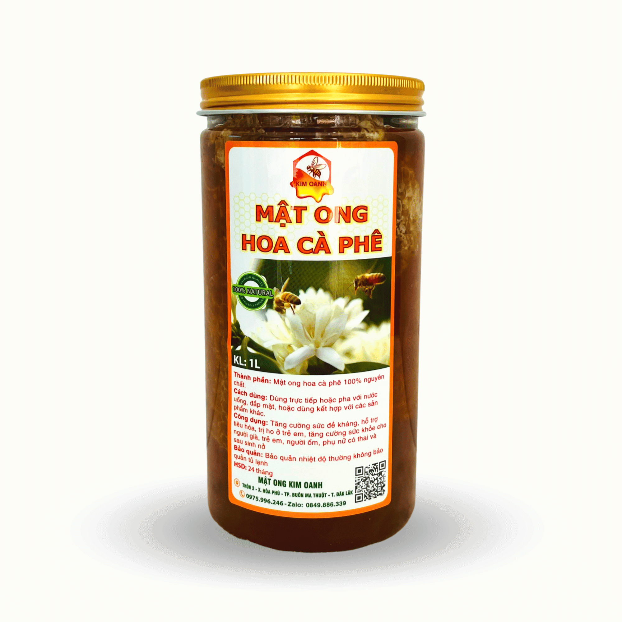 Mật Ong Hoa Cà Phê Nguyên Sáp - Hũ 1000ml