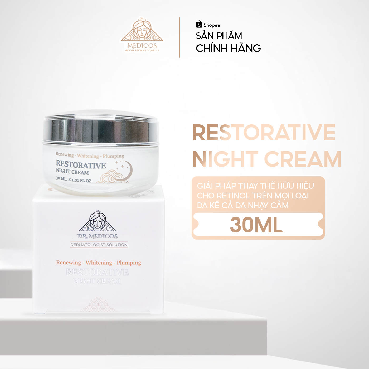 Kem Dưỡng Ban Đêm Samphira BioActive Dr.Medicos – Retinol Tự Nhiên, Tái Tạo Da Sáng Mịn