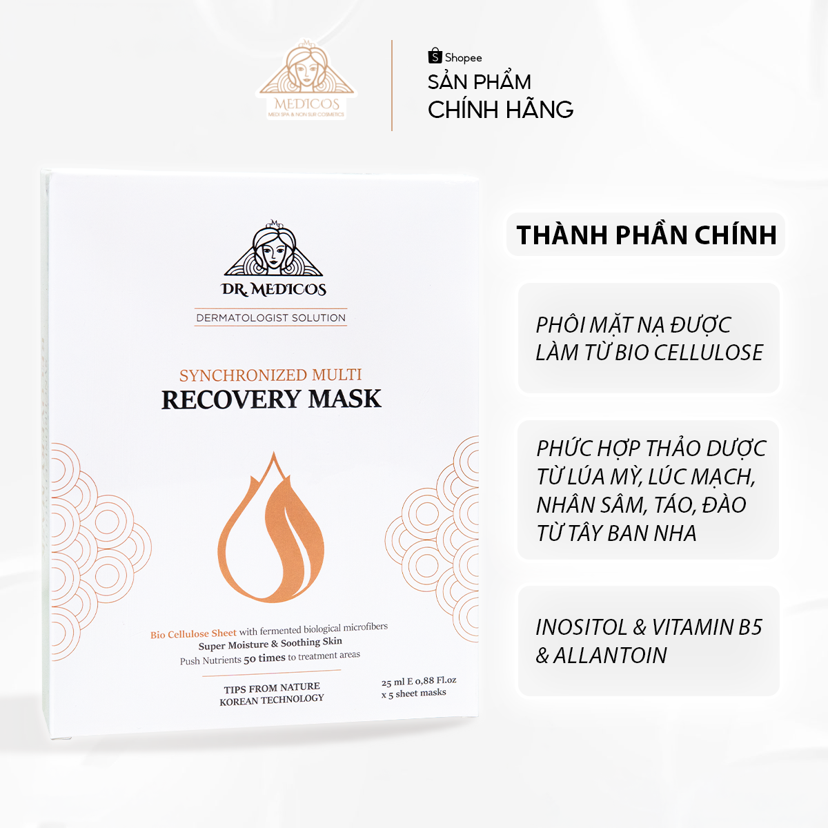 Mặt Nạ Sinh Học Dr.Medicos – Dưỡng Ẩm, Làm Dịu, Phục Hồi Da Căng Mịn