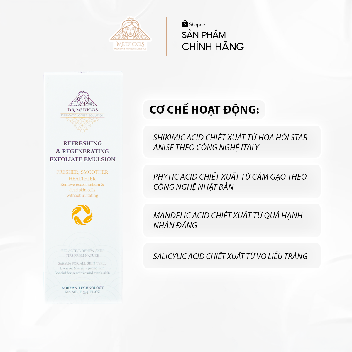 Tẩy Tế Bào Chết Sinh Học Dr.Medicos – Làm Sạch Sâu, Dưỡng Ẩm, Làm Mịn Da Sáng Khỏe