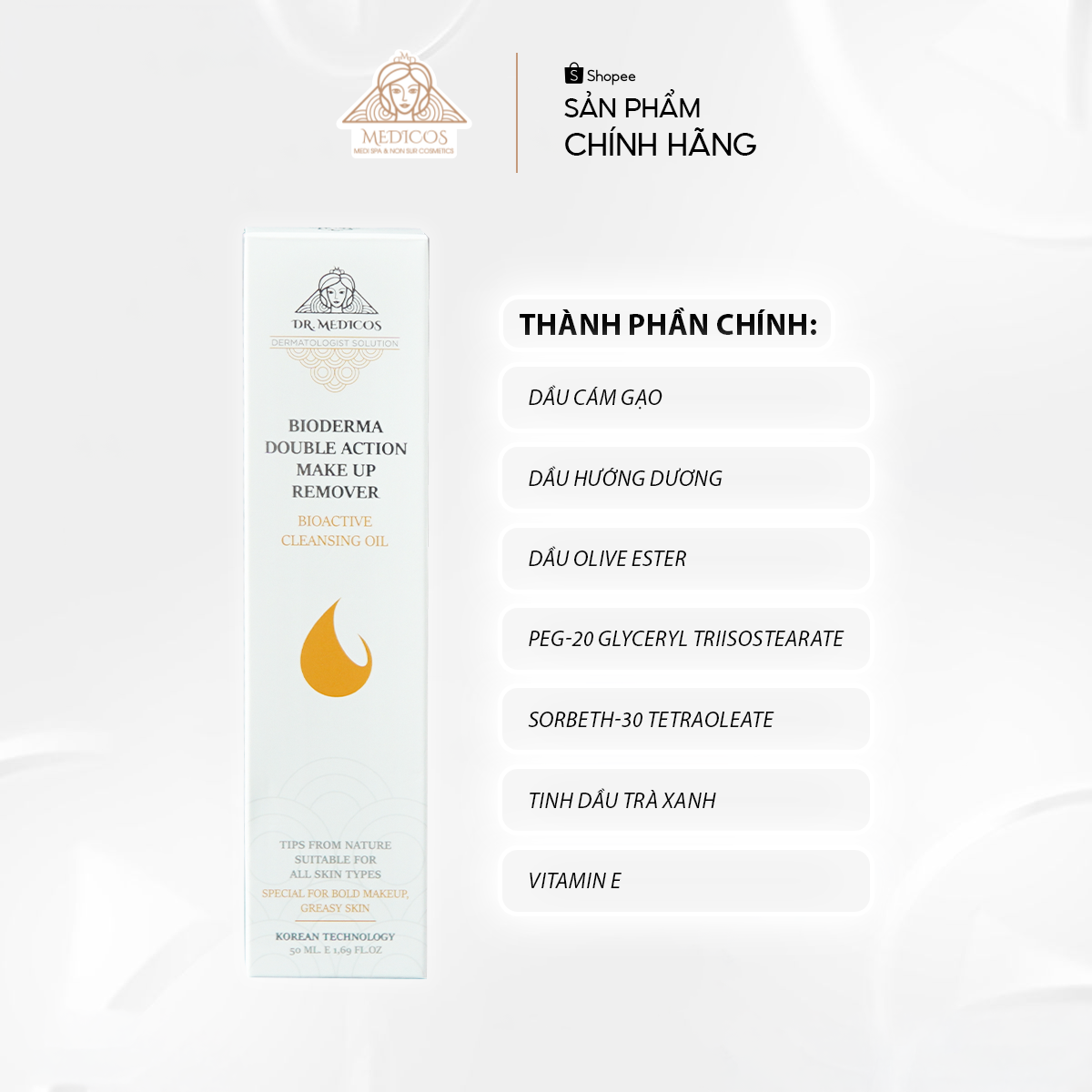 Dầu Tẩy Trang Dưỡng Ẩm Dr.Medicos – Làm Sạch Sâu, Tái Tạo Da, Không Gây Khô Căng