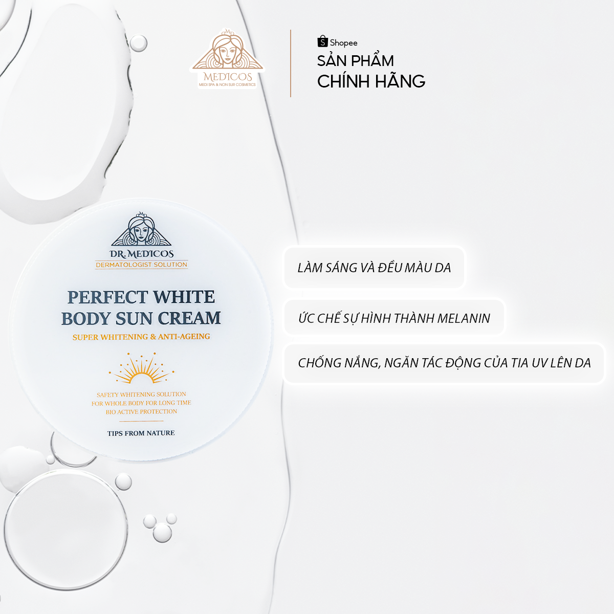Kem Dưỡng Trắng Toàn Thân Dr.Medicos – Dưỡng Ẩm, Làm Mịn, Tái Tạo Da Sáng Khỏe