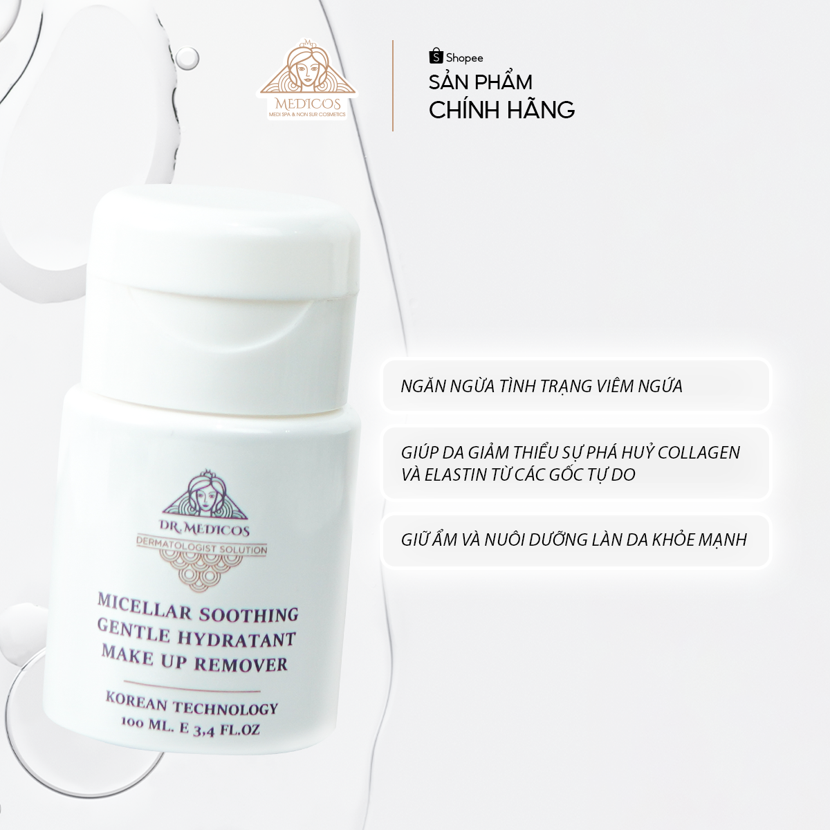 Nước Tẩy Trang Sinh Học Dr.Medicos – Làm Sạch Sâu, Dưỡng Ẩm, Dịu Da Nhạy Cảm