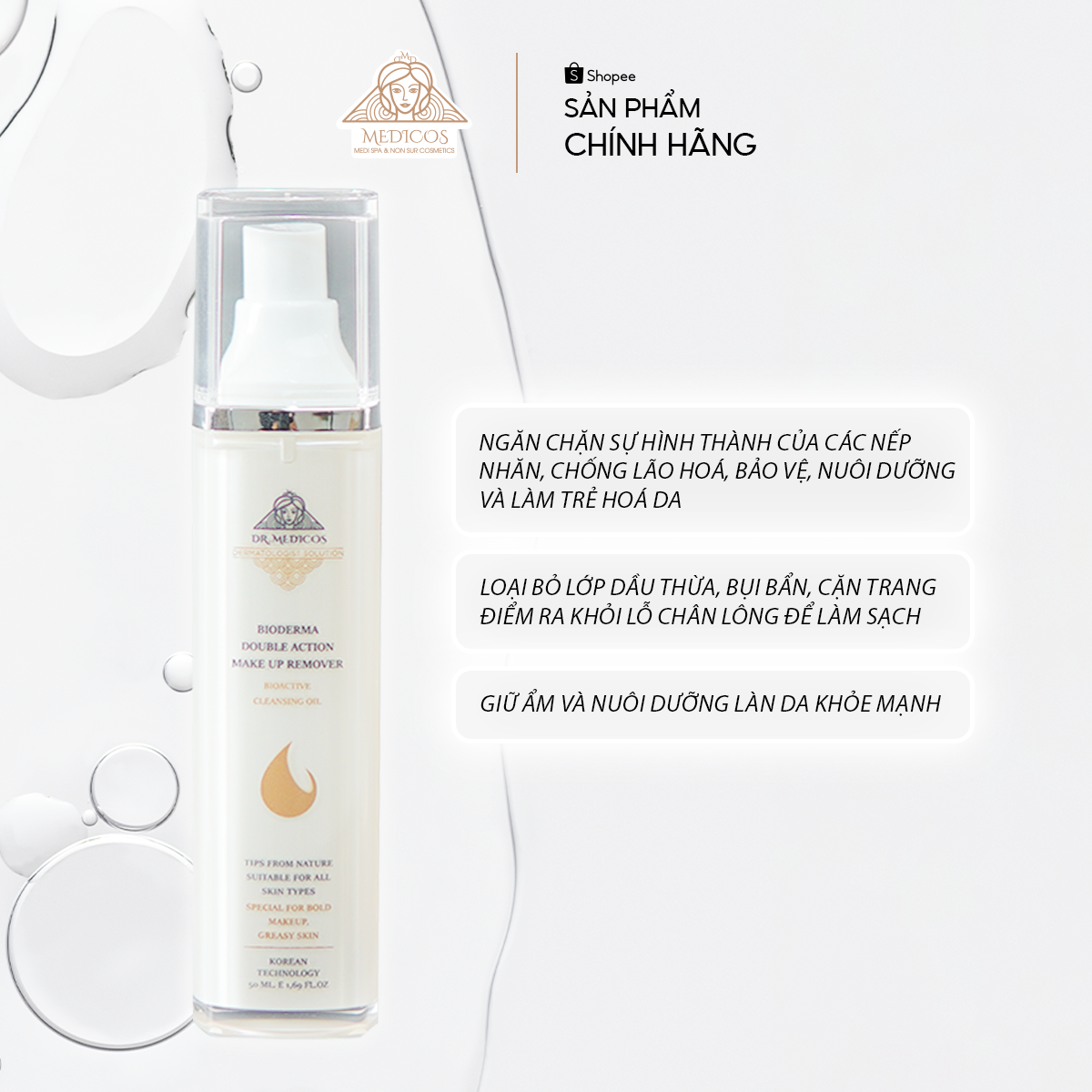 Dầu Tẩy Trang Dưỡng Ẩm Dr.Medicos – Làm Sạch Sâu, Tái Tạo Da, Không Gây Khô Căng