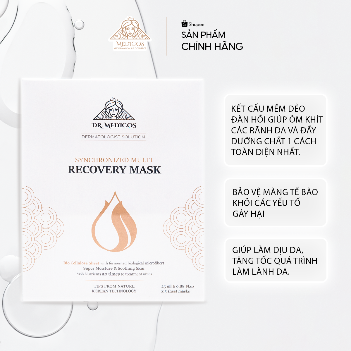 Mặt Nạ Sinh Học Dr.Medicos – Dưỡng Ẩm, Làm Dịu, Phục Hồi Da Căng Mịn
