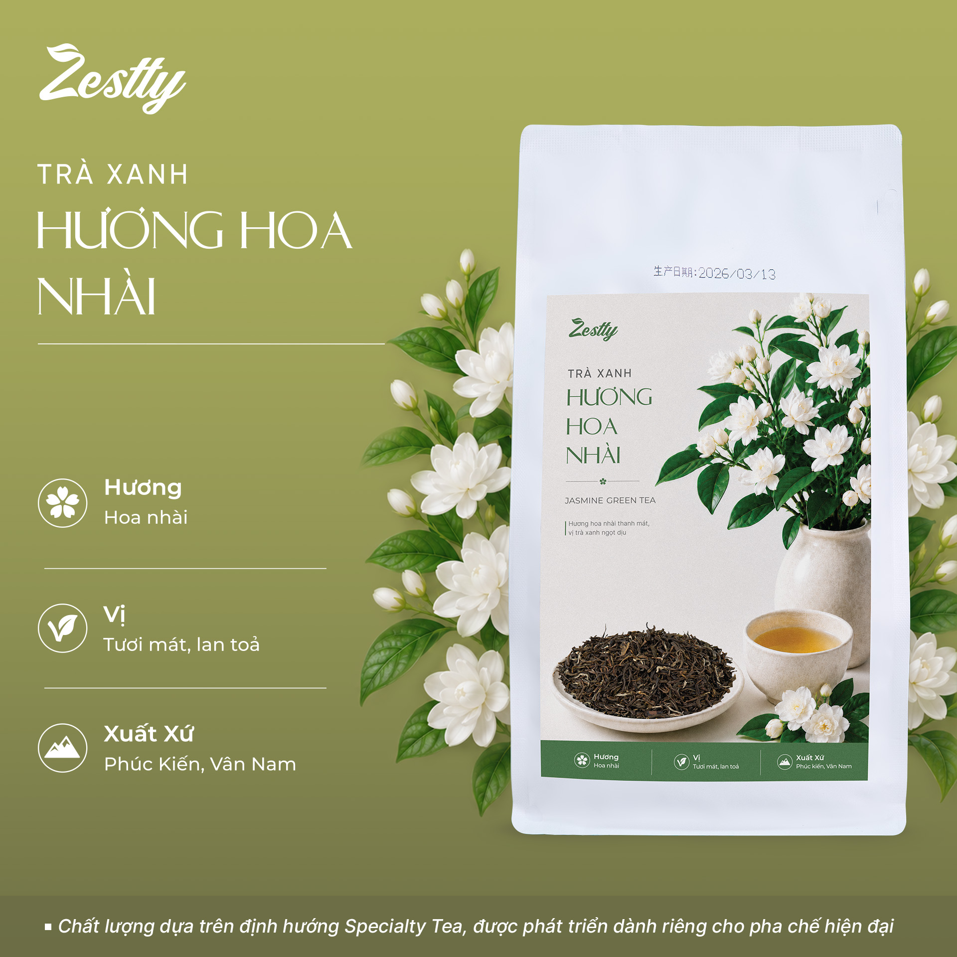 Trà Xanh Hương Hoa Nhài Zestty
