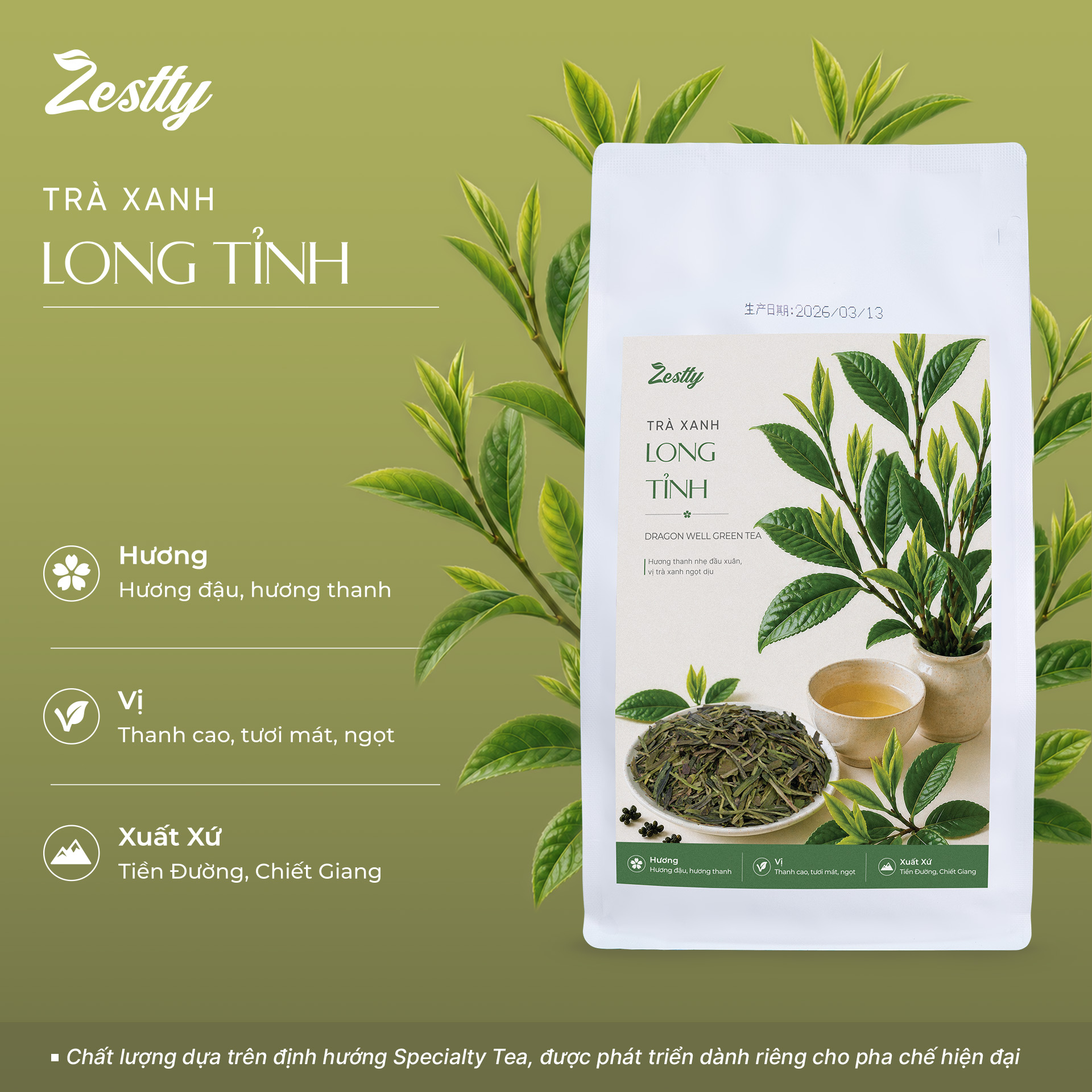 Trà Xanh Long Tỉnh Zestty