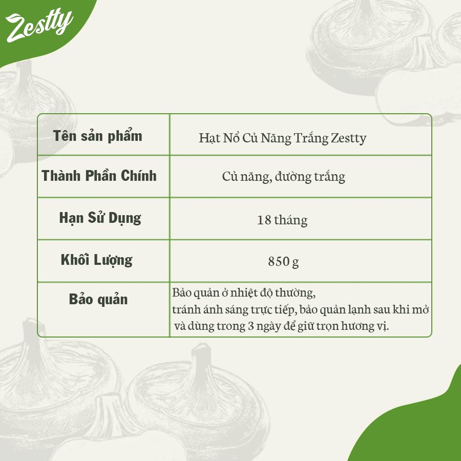 Hạt Nổ Củ Năng Trắng Zestty