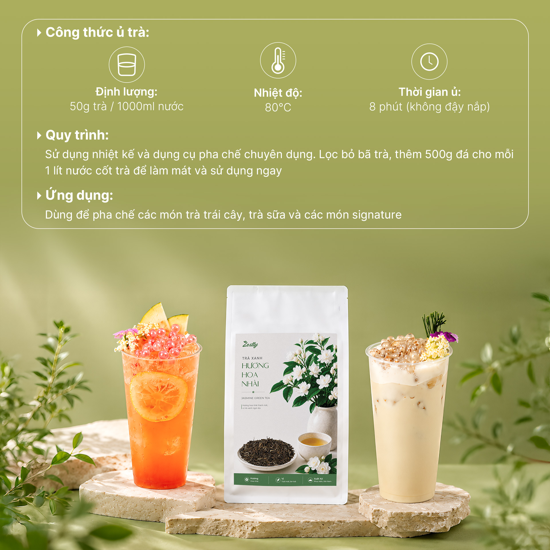 Trà Xanh Hương Hoa Nhài Zestty