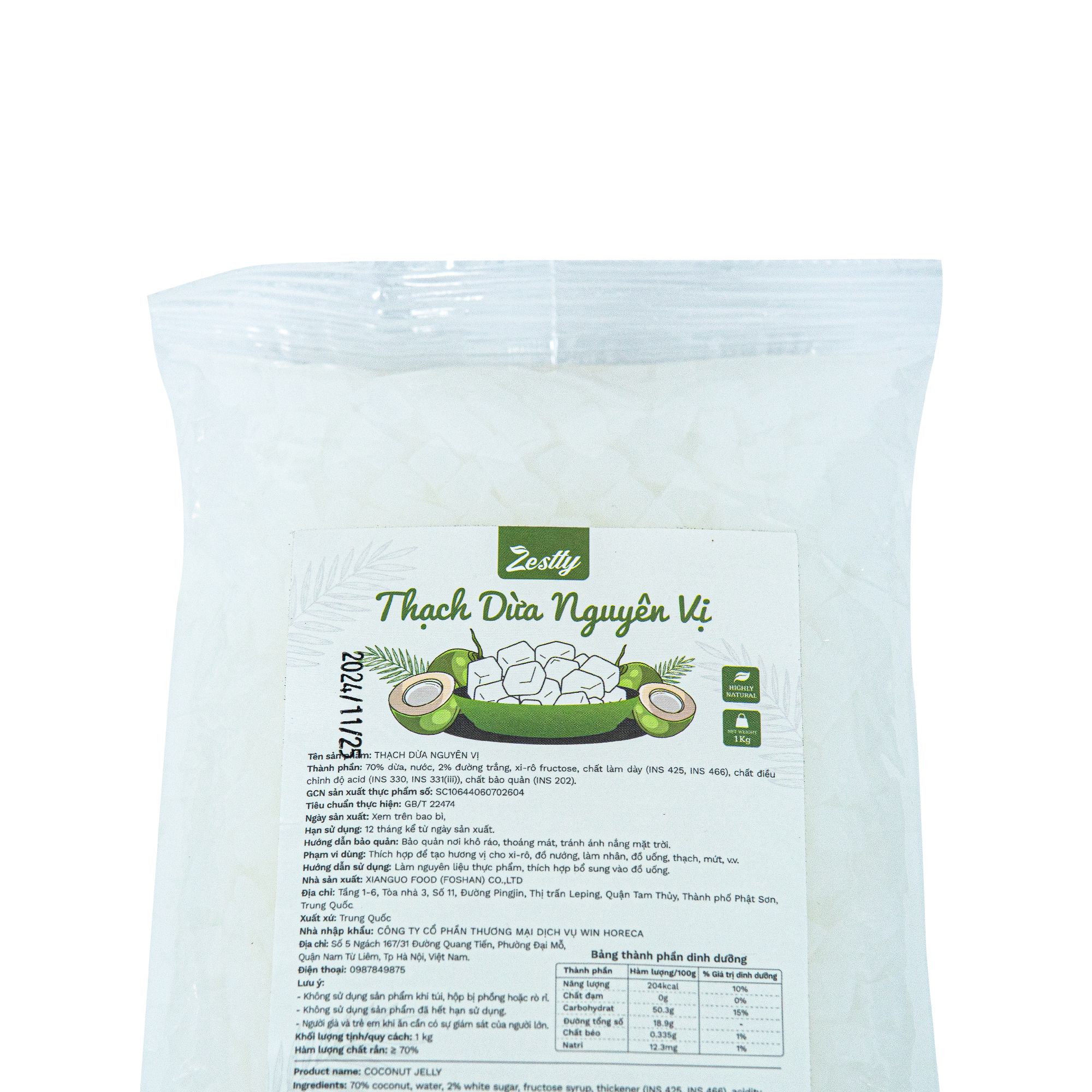 Thạch Dừa Nguyên Vị Zestty