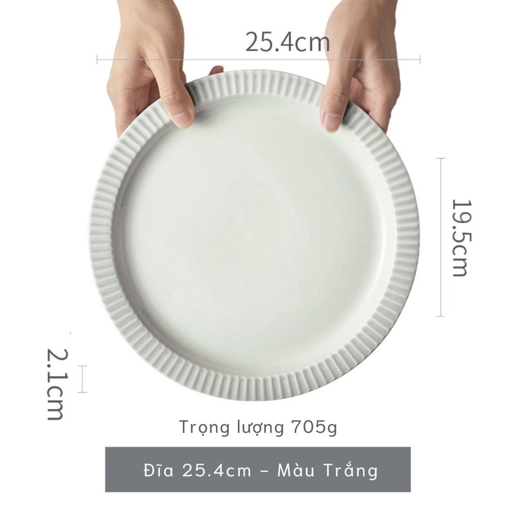 Bộ bát đĩa Giang Tây thượng hạng Ombre - viền vân sọc xám - GT08