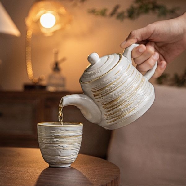 Bộ ấm trà vân nâu (1 ấm + 5 cốc) - TC59