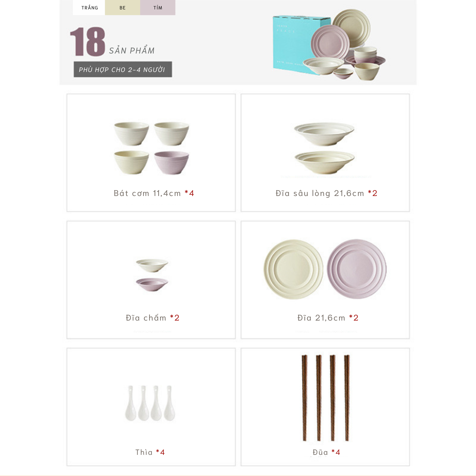 Bộ bát đĩa thủ công Creamy Lavender- vân tròn nhiều lớp tím be - GT02