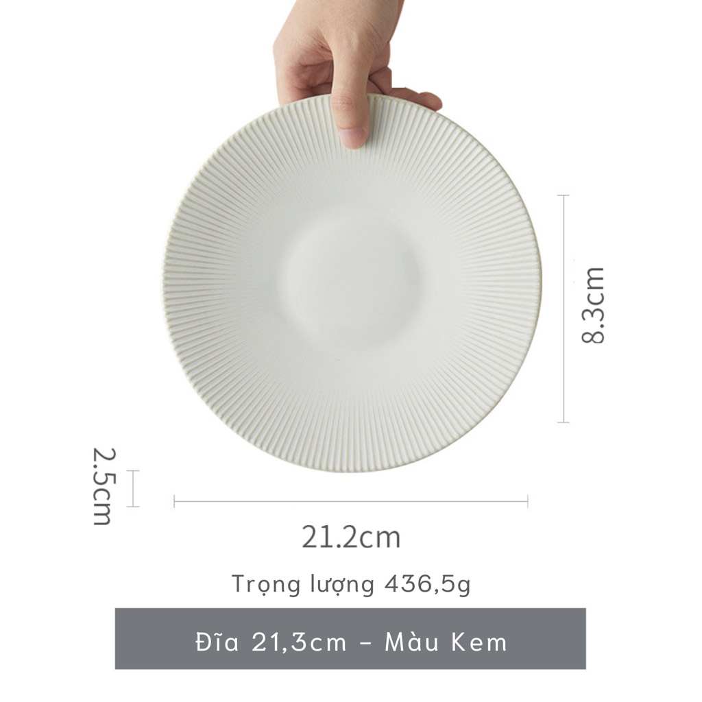 Bộ chén bát đĩa phong cách Bắc Âu thượng hạng - vân sọc nhỏ nhiều màu - Không chì - Chịu được nhiệt độ cao - GT06