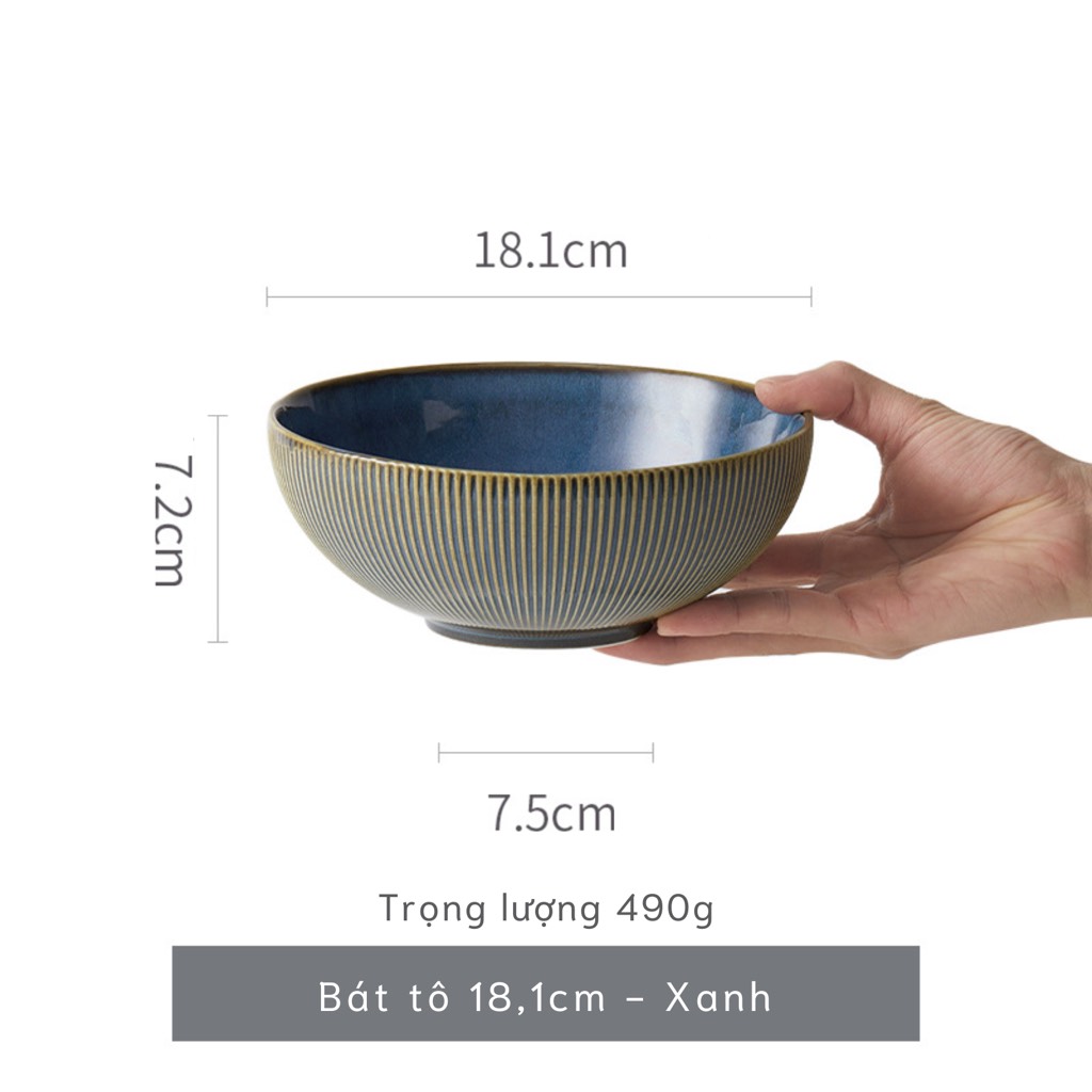 Bộ chén bát đĩa phong cách Bắc Âu thượng hạng - vân sọc nhỏ nhiều màu - Không chì - Chịu được nhiệt độ cao - GT06