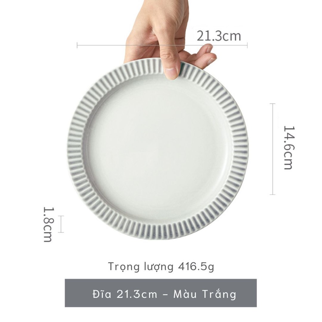 Bộ bát đĩa Giang Tây thượng hạng Ombre - viền vân sọc xám - GT08
