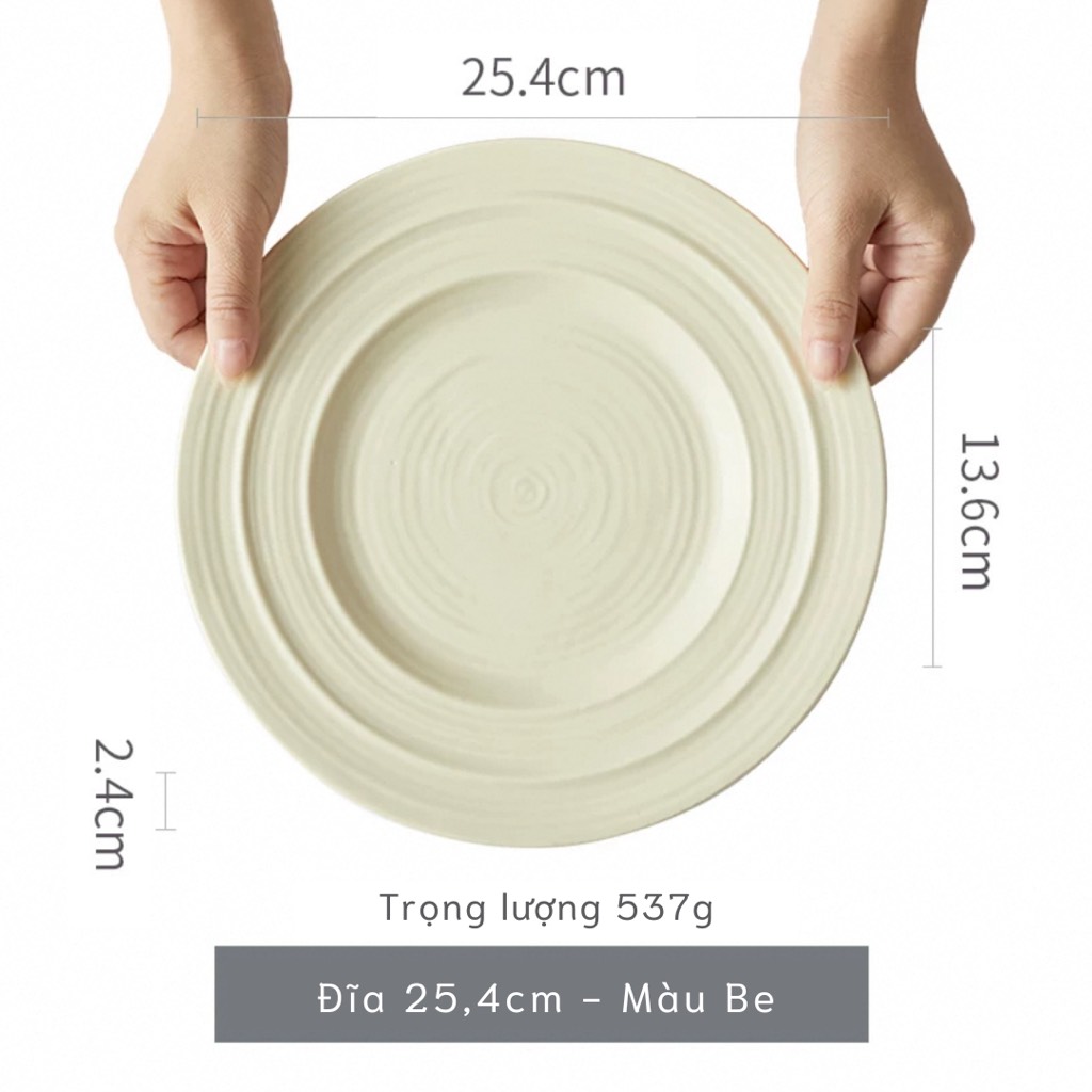 Bộ bát đĩa thủ công Creamy Lavender- vân tròn nhiều lớp tím be - GT02