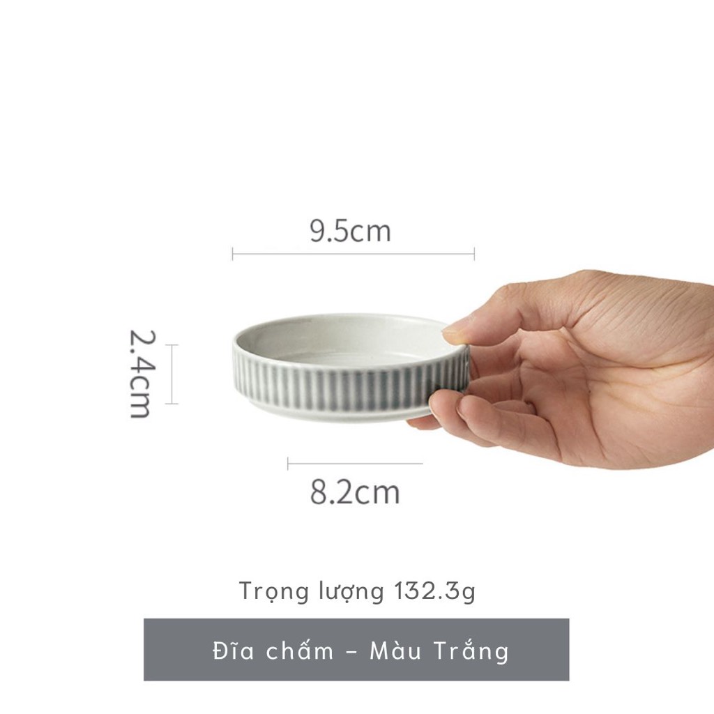 Bộ bát đĩa Giang Tây thượng hạng Ombre - viền vân sọc xám - GT08