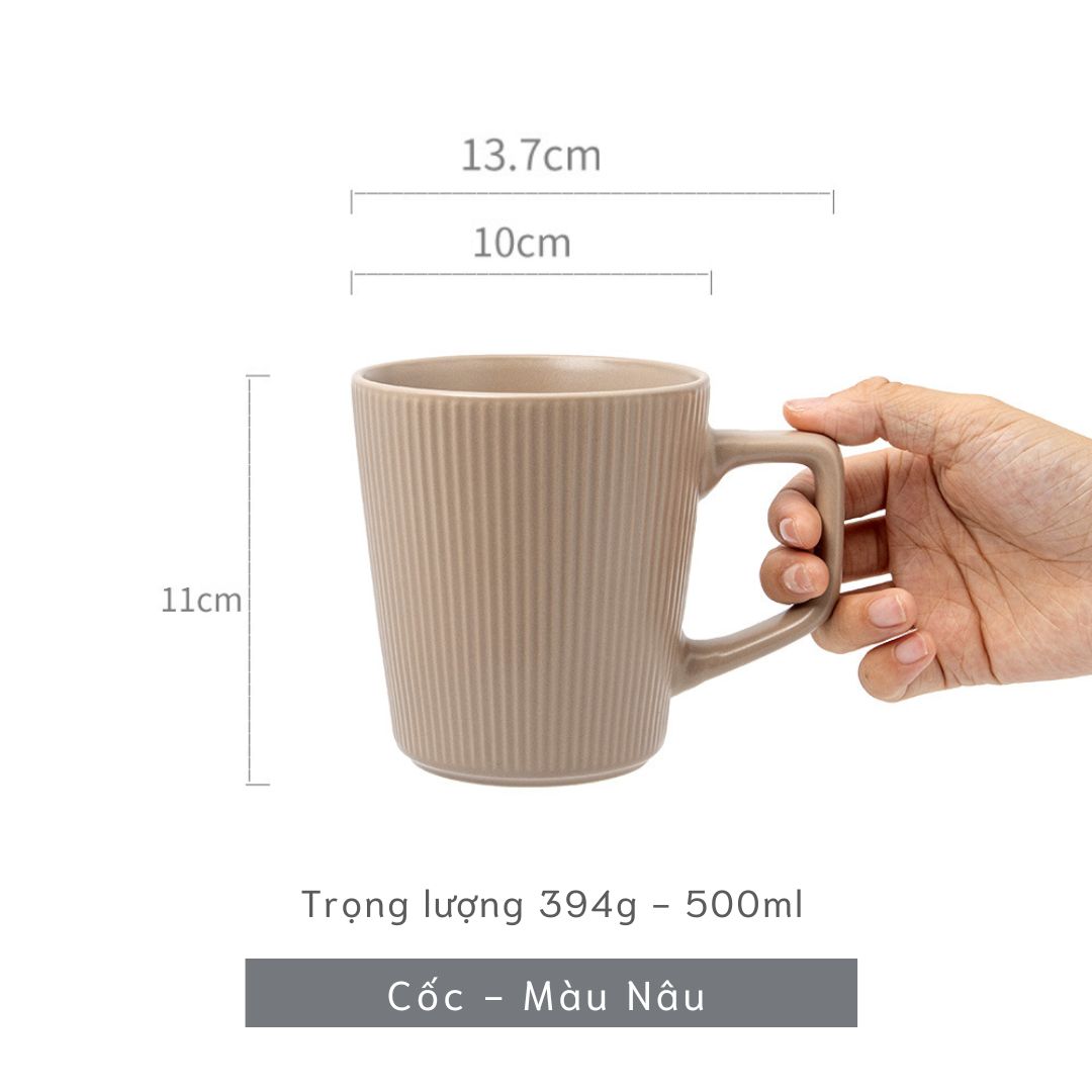 Cốc vân sọc phong cách hiện đại có quai 500ml 11cm - PT76