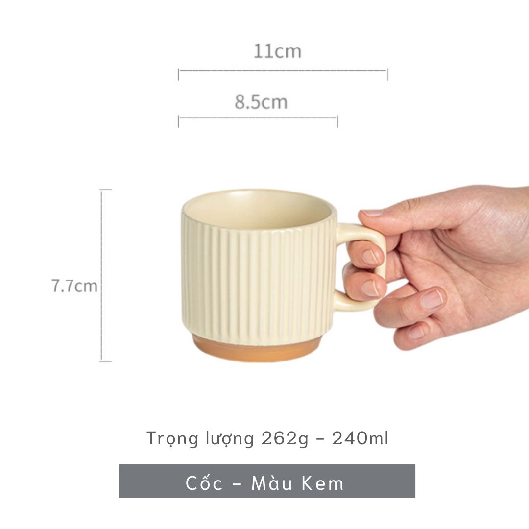 Cốc vân sọc phong cách hiện đại có quai 240ml 7,7cm - PT75