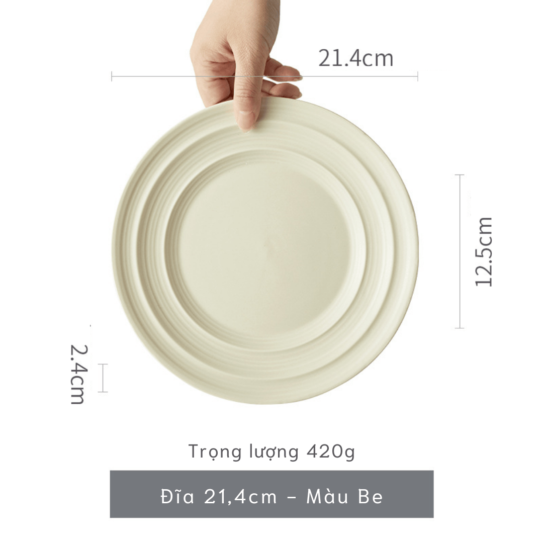 Bộ bát đĩa thủ công Creamy Lavender- vân tròn nhiều lớp tím be - GT02