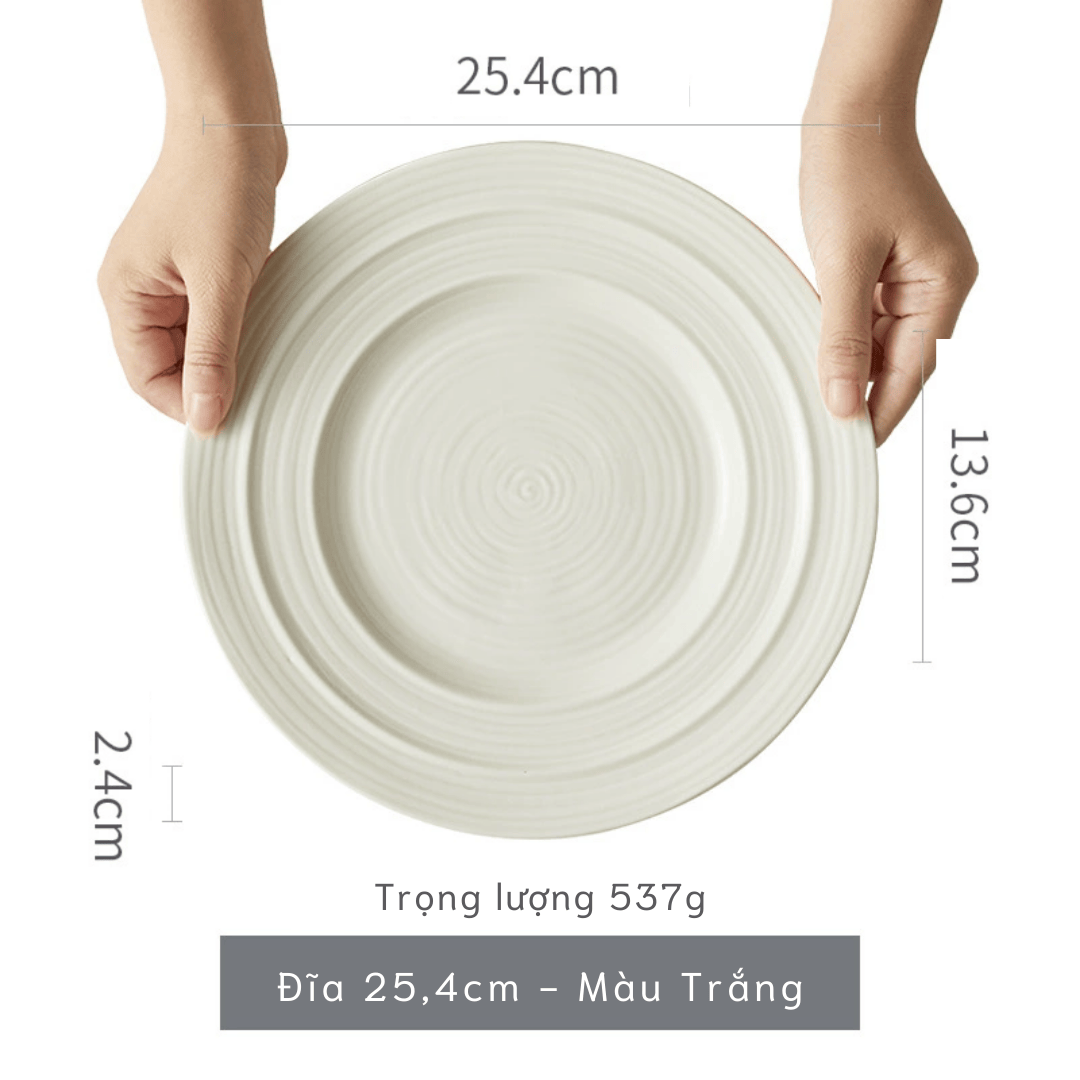 Bộ bát đĩa thủ công Creamy Lavender- vân tròn nhiều lớp tím be - GT02