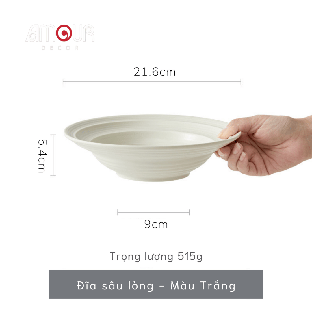 Bộ bát đĩa thủ công Creamy Lavender- vân tròn nhiều lớp tím be - GT02