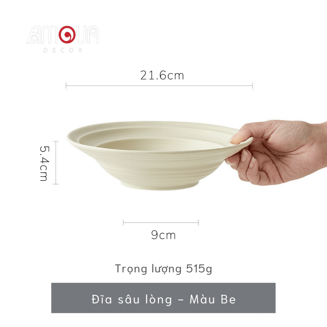 Bộ bát đĩa thủ công Creamy Lavender- vân tròn nhiều lớp tím be - GT02