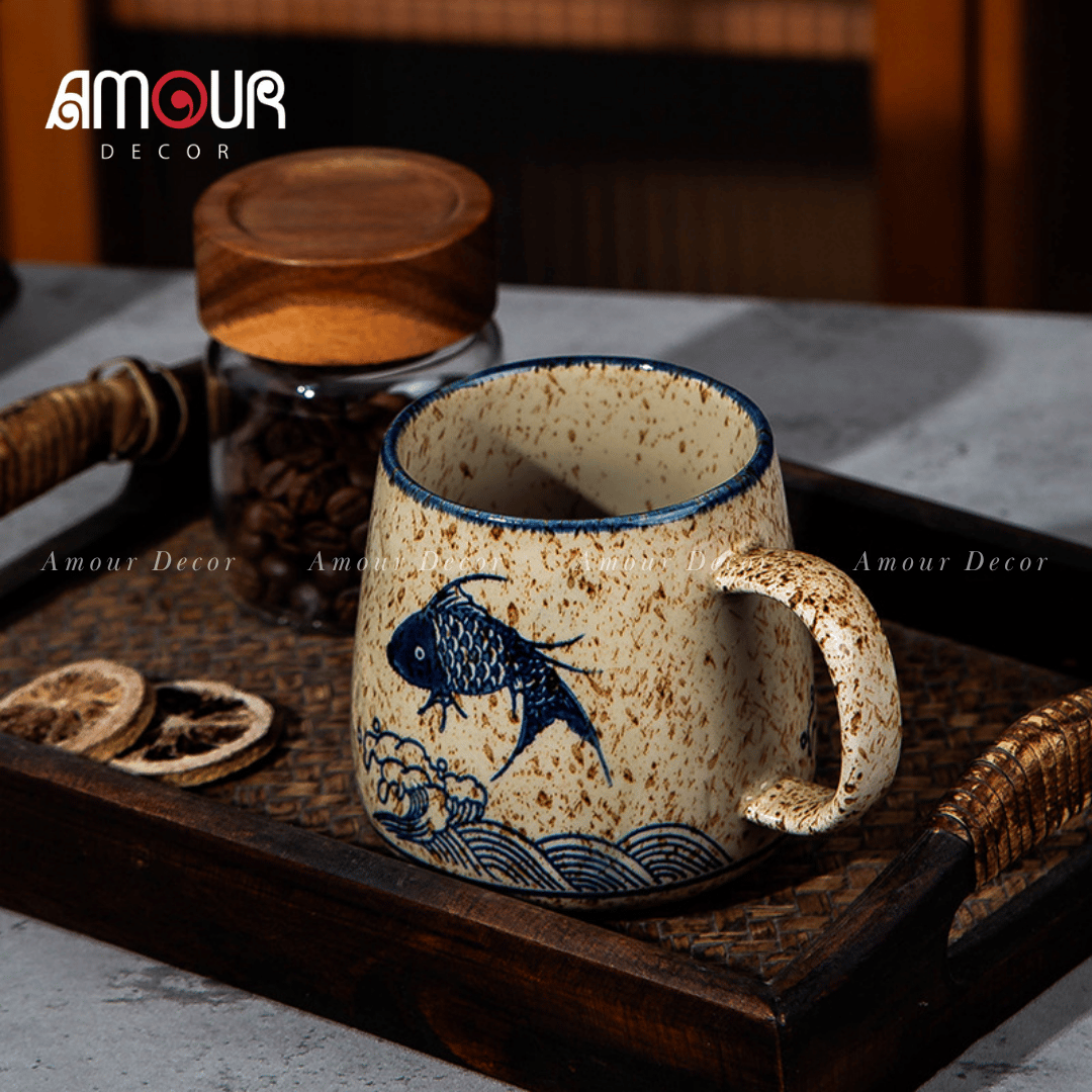 Cốc sứ phong cách Nhật Bản men tiêu - PT123