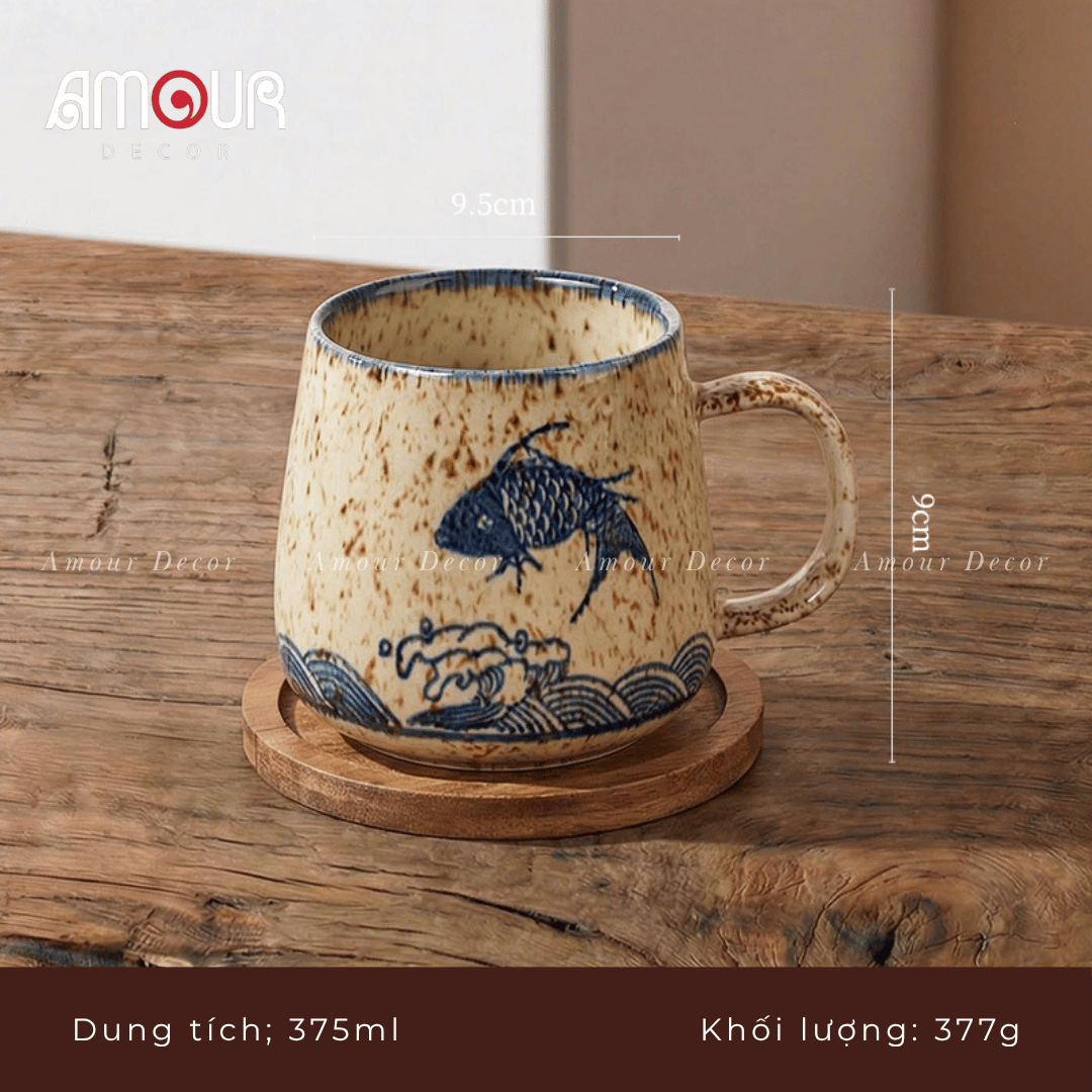 Cốc sứ phong cách Nhật Bản men tiêu - PT123