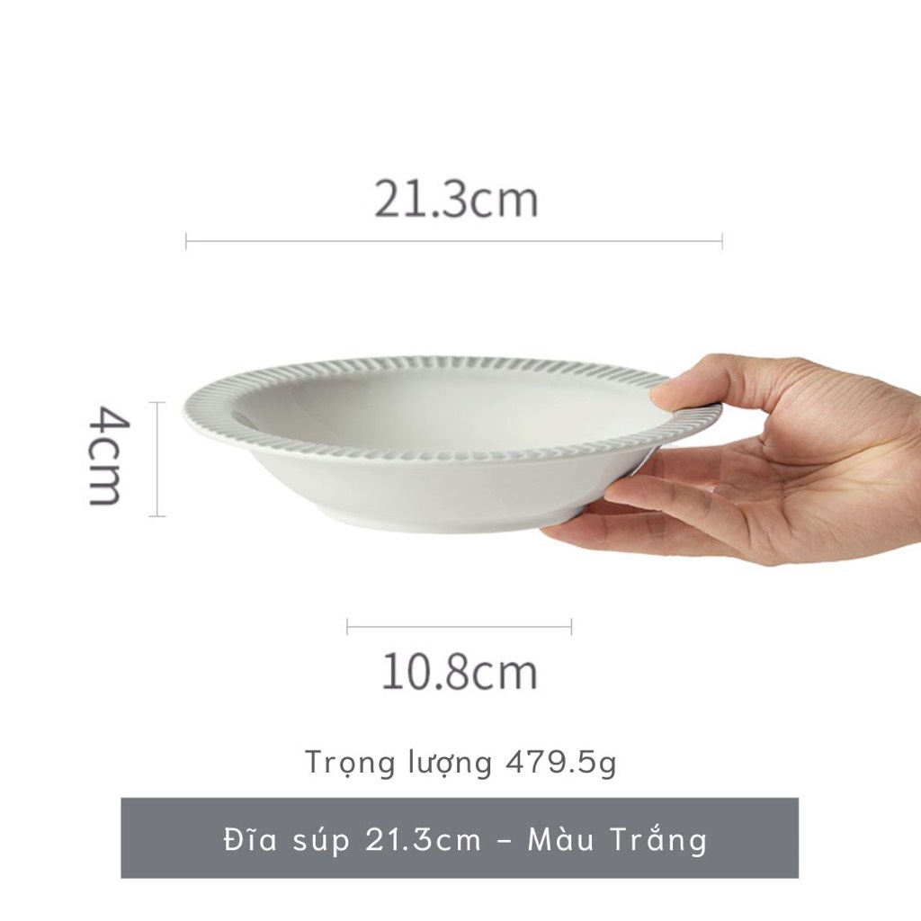 Bộ bát đĩa Giang Tây thượng hạng Ombre - viền vân sọc xám - GT08