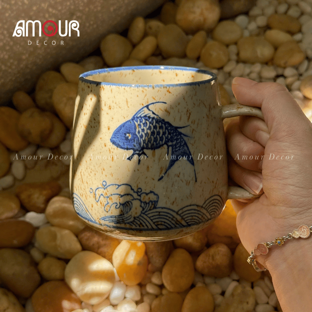 Cốc sứ phong cách Nhật Bản men tiêu - PT123