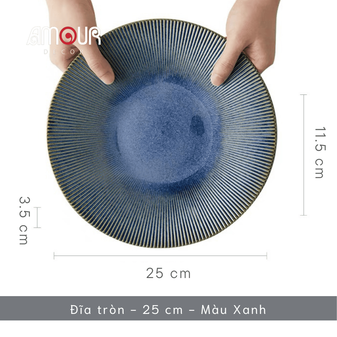 Bộ chén bát đĩa phong cách Bắc Âu thượng hạng - vân sọc nhỏ nhiều màu - Không chì - Chịu được nhiệt độ cao - GT06