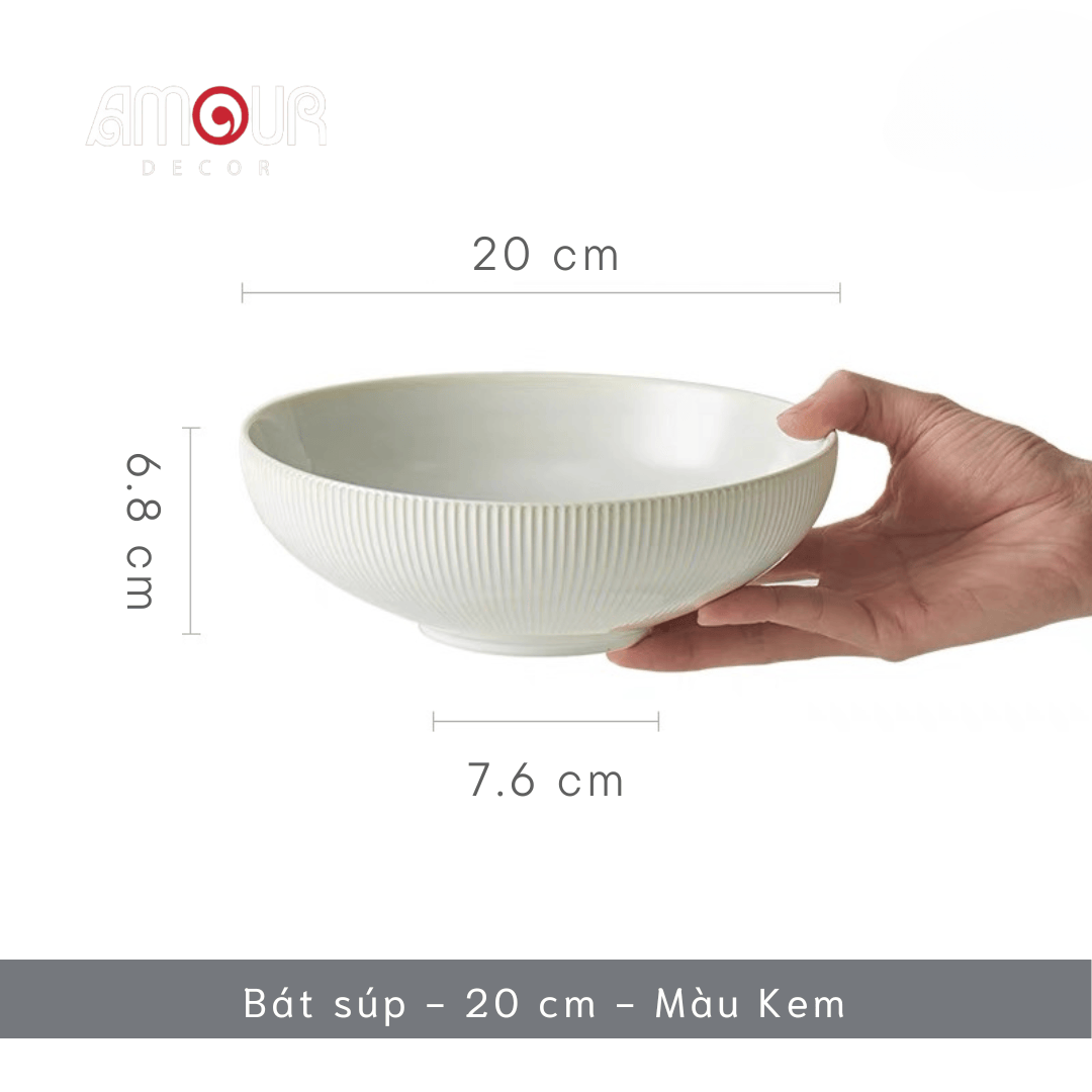 Bộ chén bát đĩa phong cách Bắc Âu thượng hạng - vân sọc nhỏ nhiều màu - Không chì - Chịu được nhiệt độ cao - GT06