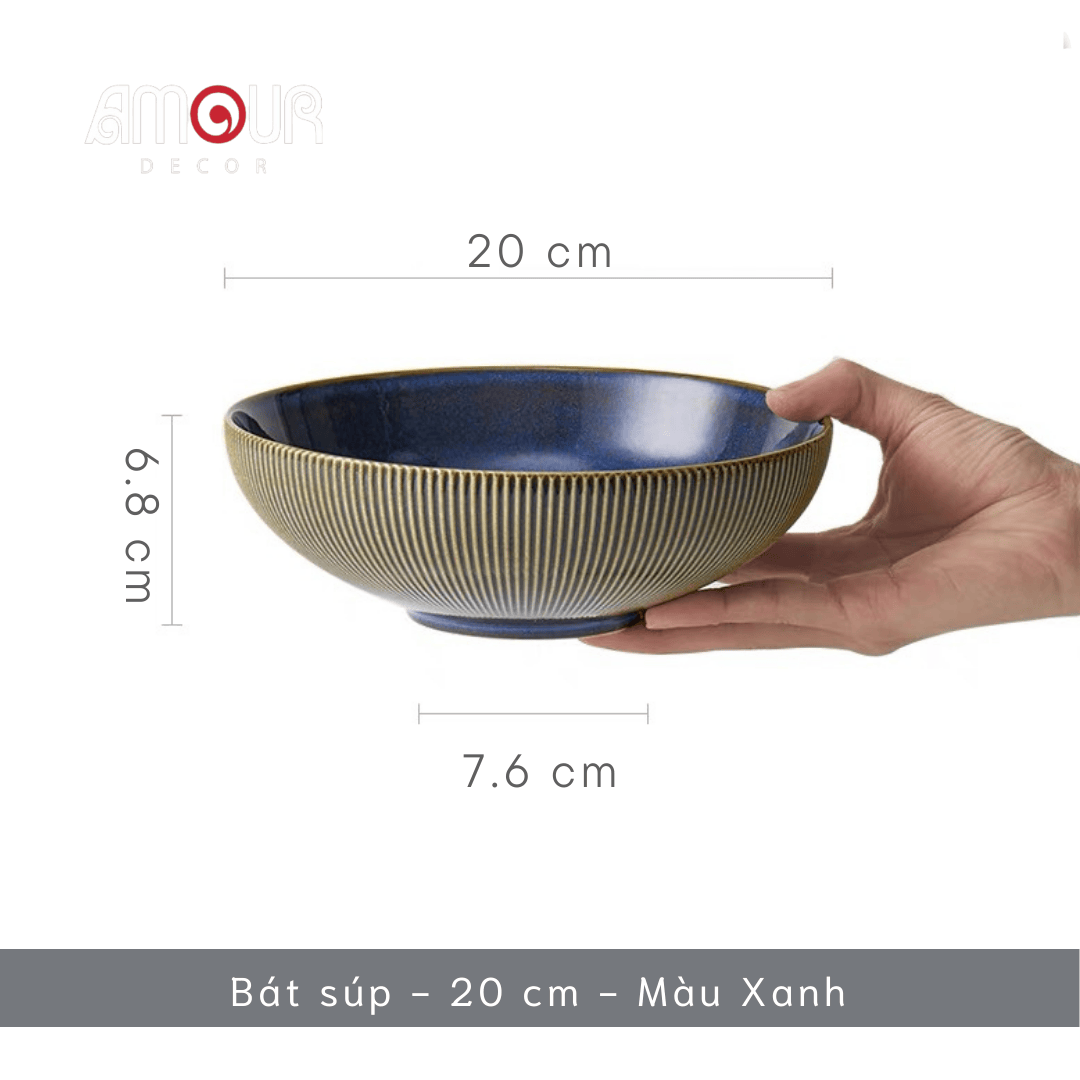 Bộ chén bát đĩa phong cách Bắc Âu thượng hạng - vân sọc nhỏ nhiều màu - Không chì - Chịu được nhiệt độ cao - GT06