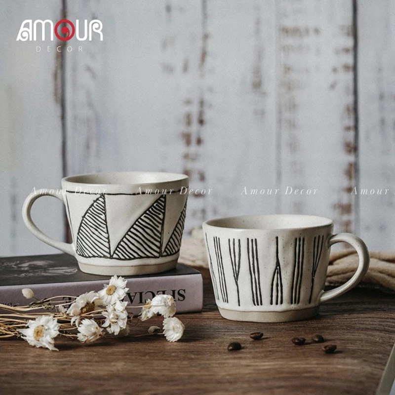 Cốc sứ phong cách thủ công Nhật Bản nhiều họa tiết - PT69