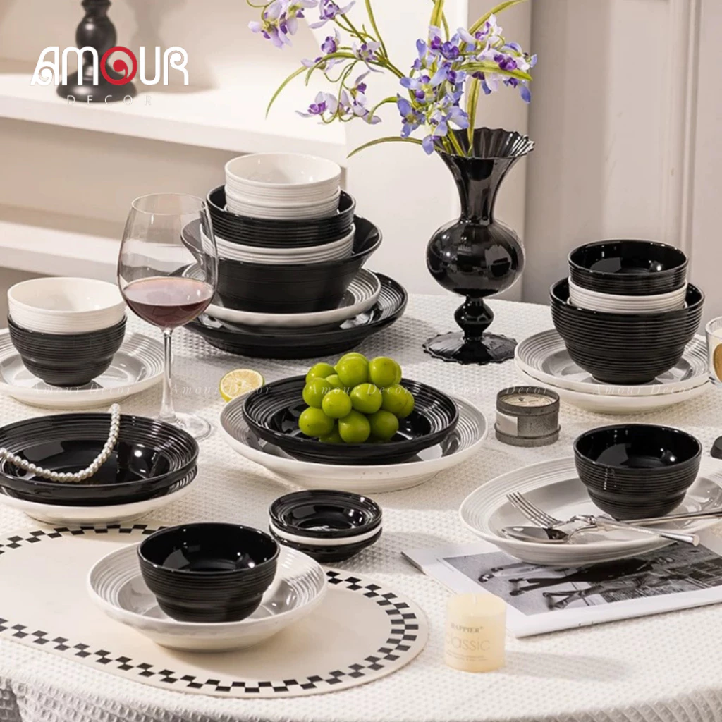 Bộ bát đĩa gốm sứ Tịnh Sắc phong cách Bắc Âu - TC87