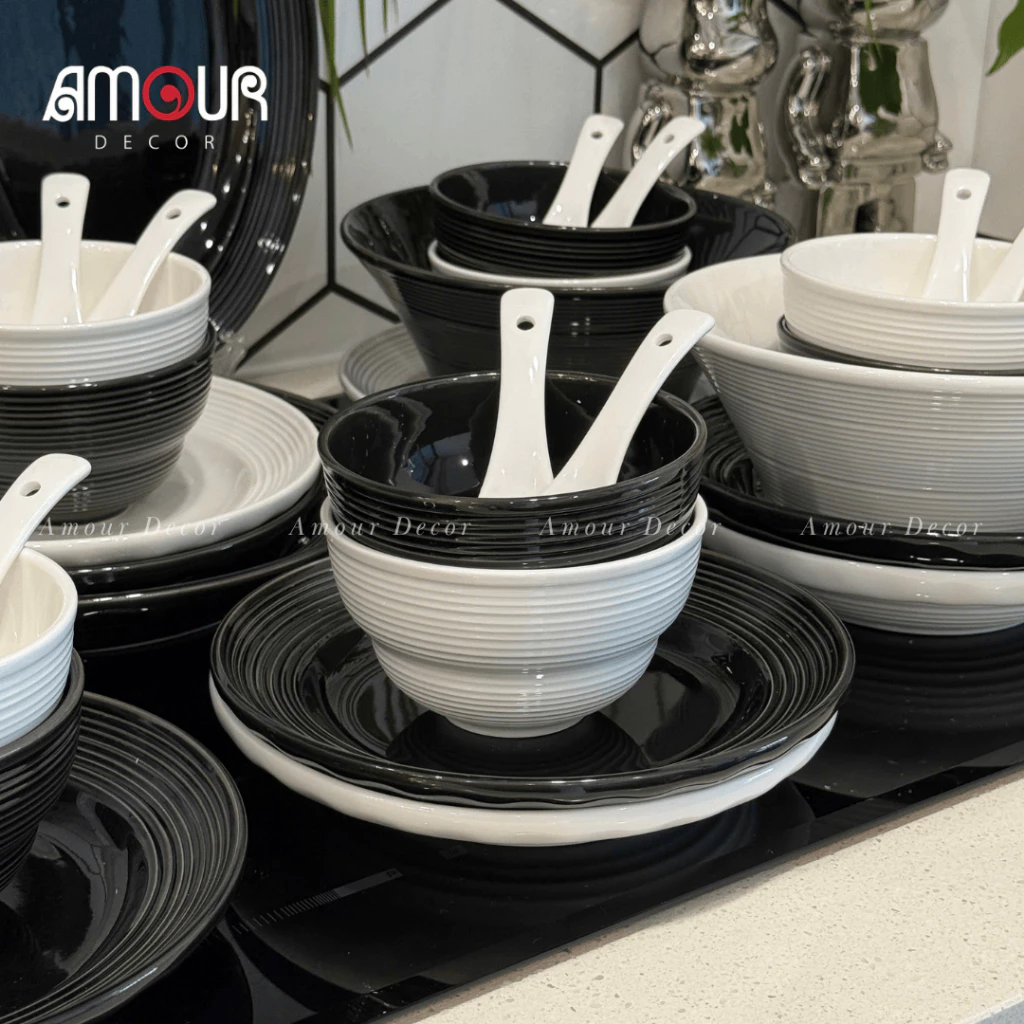Bộ bát đĩa gốm sứ Tịnh Sắc phong cách Bắc Âu - TC87