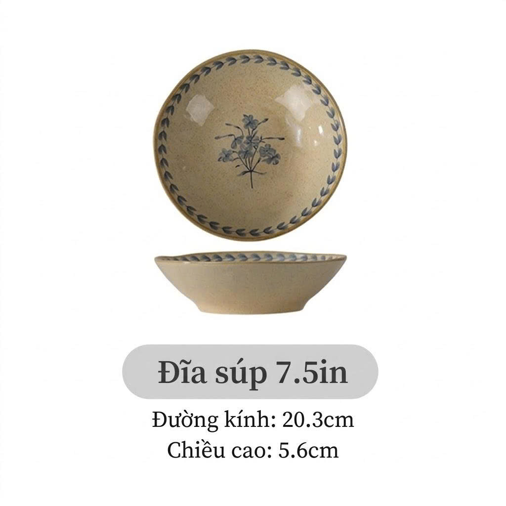 Bộ Bát Đĩa Gốm Mộc An Nhiên phong cách Nhật Bản - TC119
