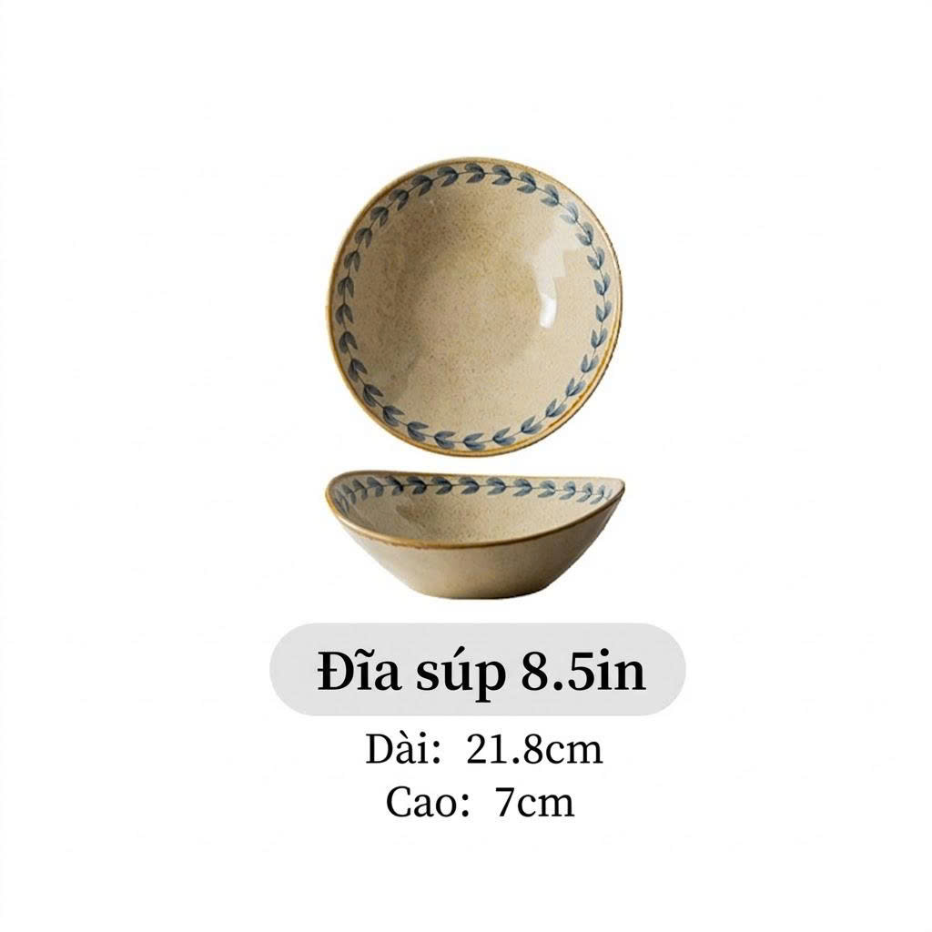 Bộ Bát Đĩa Gốm Mộc An Nhiên phong cách Nhật Bản - TC119