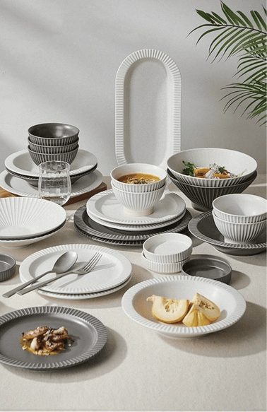 Bộ bát đĩa phong cách Bắc Âu Collins Xám - Trắng GT05 Xám-Trắng 18 chi tiết