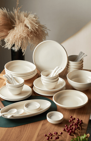 Bộ bát đĩa phong cách Nhật bản màu Kem nhám GT04 - 18 chi tiết