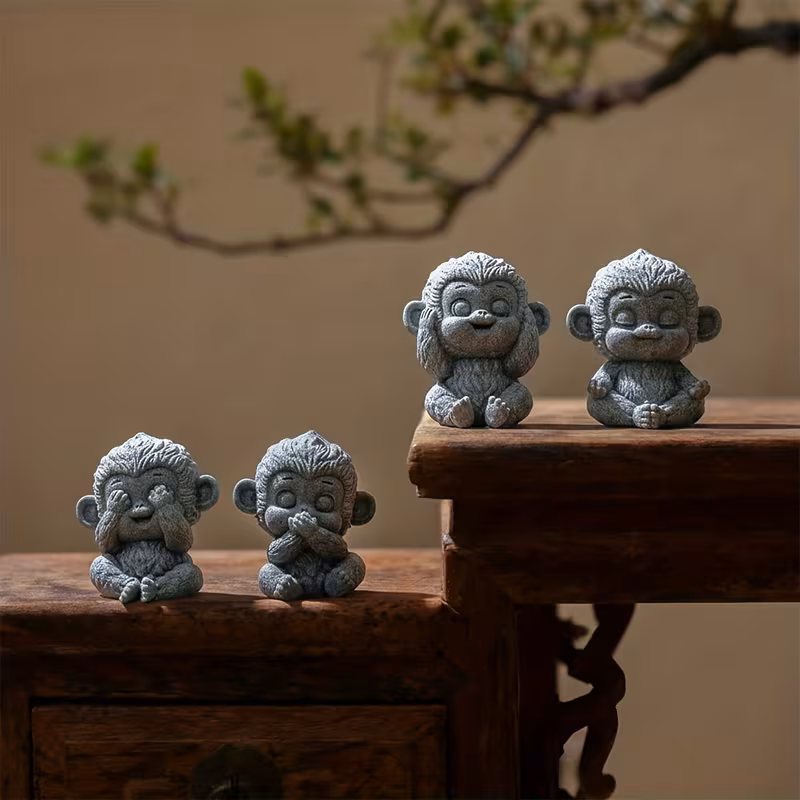 Bộ tượng thạch hầu tứ không đá sa thạch ST0380