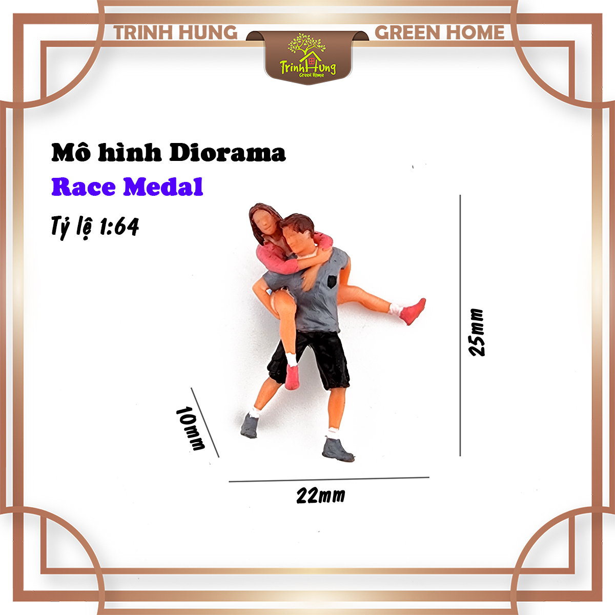 Mô hình Diorama - Race Medal 1:64 - đôi nam nữ cõng nhau (bản màu)