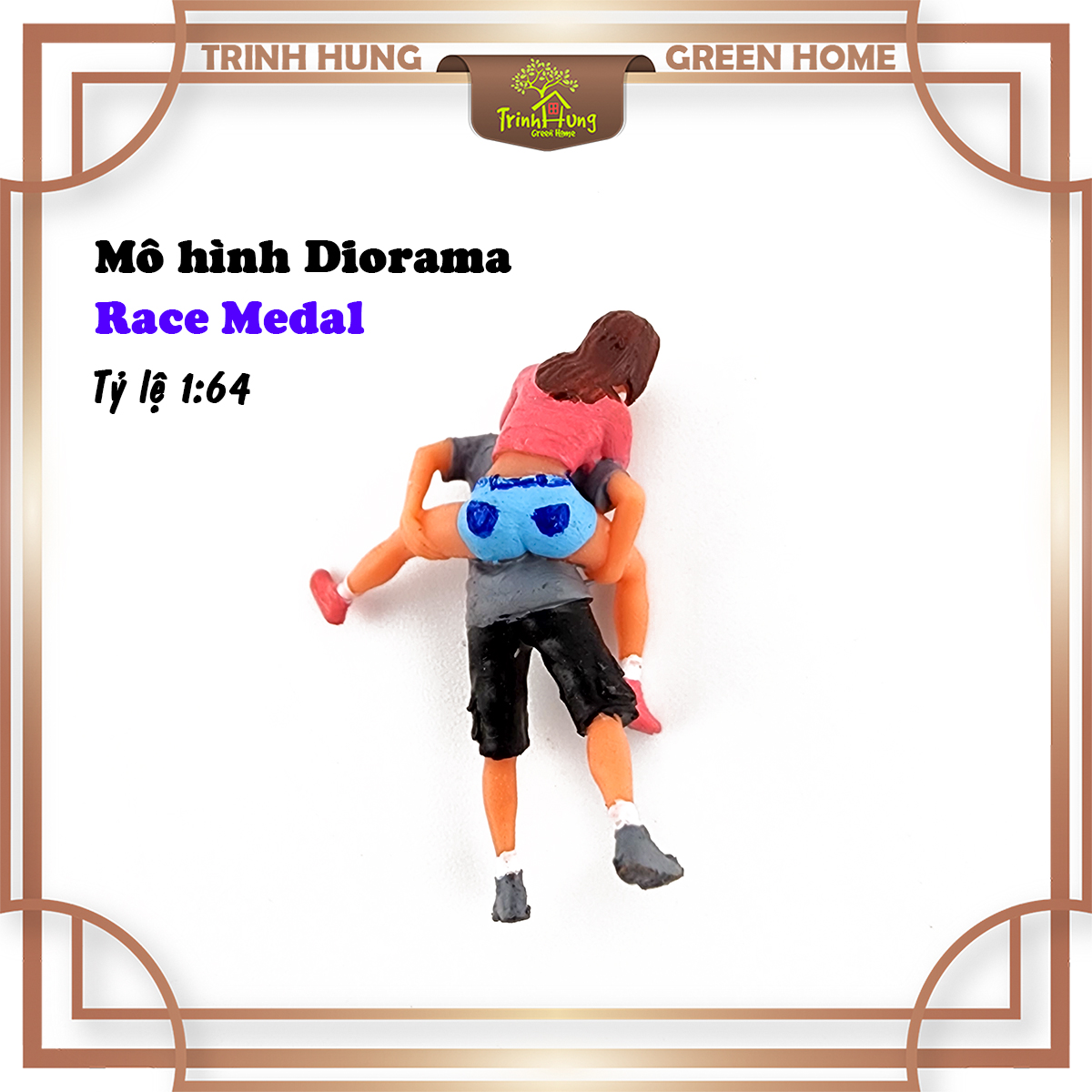 Mô hình Diorama - Race Medal 1:64 - đôi nam nữ cõng nhau (bản màu)